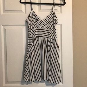 Express White and Navy Striped Mini Dress